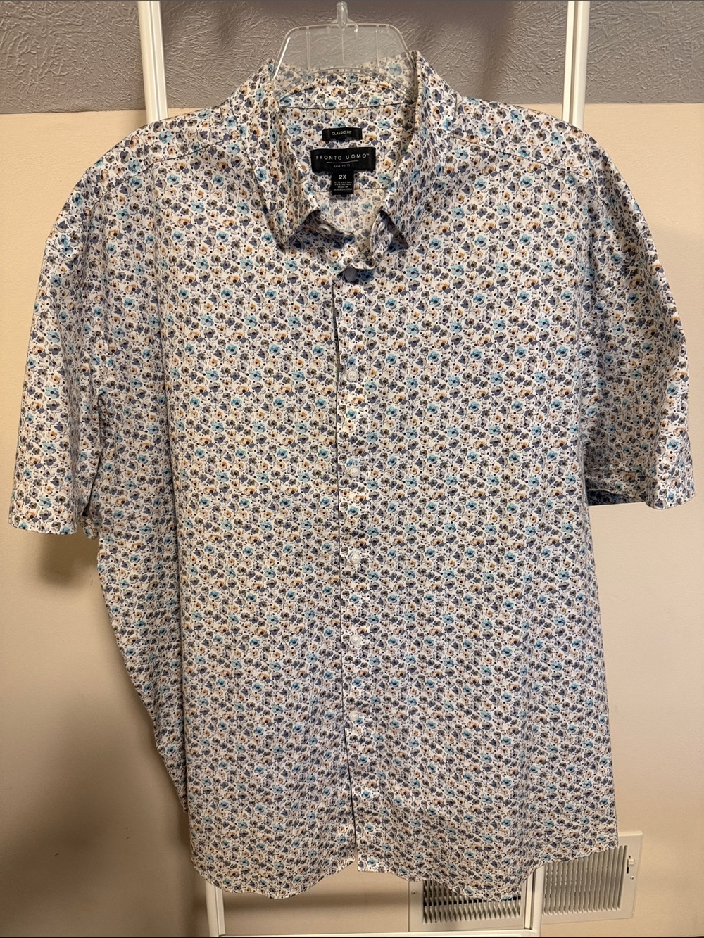 Pronto Uomo classic fit short sleeved button front floral print shirt - size 2X